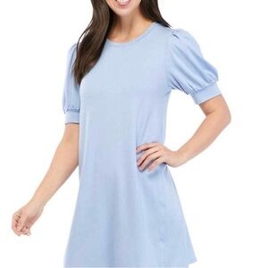 Crown & Ivy Blue Puff Sleeve A Line Mini Dress